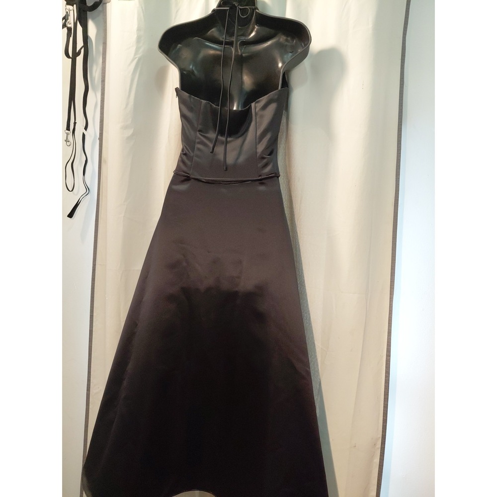 Vintage McClintock Gunne Sax  Black Satin‎ Midi  Halter Dress Y2k Party - Picture 4 of 10